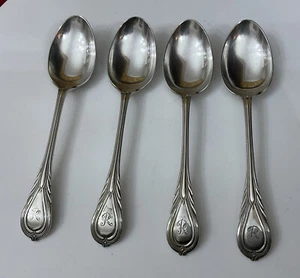 Antique Vintage JD&S 18cm Silver Plate Lily Patt Dessert Spoons Cutlery Monogram - Picture 1 of 10