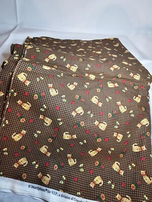 Dreamspinners Cranston Print Worksbrown checks 45"x 15ft ! CATS & BUTTERFLIES  - Image 1 of 4