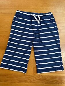 Mini Boden Boys Cotton Knit Blue White Stripe Shorts 7Y