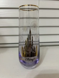 Flauta de vidrio sin tallo castillo dorado Walt Disney World parques Disney NUEVO - Imagen 1 de 12