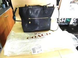 COACH POPPY TEXTURED PATENT BLAIRE TOTE/CROSSBODY ~ NAVY - Picture 1 of 13