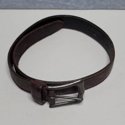 Banana Republic Brown Leather Dress Belt Floral Made in Italy Women Size 28 - Image 1 of 4