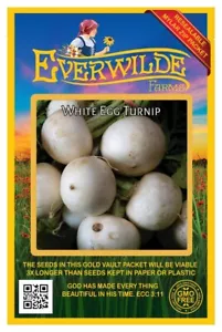 500 White Egg Turnip Seeds - Everwilde Farms Mylar Seed Packet - Picture 1 of 3