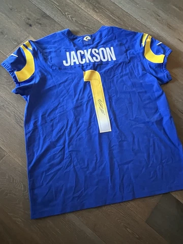 NFL Nike DeSean Jackson #1 LA RAMS Authentic Elite Football Jersey 52 Signed Cover