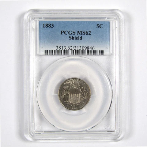 1883 No Rays Shield Nickel MS 62 PCGS 5c Uncirculated Coin SKU:I8663 Cover