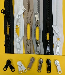 YKK #10 CF10 Coil BLACK, WHITE, BEIGE, Zipper Tape & Sliders Choices Heavy Duty - Picture 1 of 24