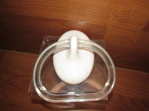 Vintage White Porcelain and Luicite bathroom Hand towel ring holder - Picture 1 of 2