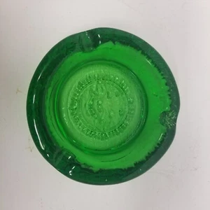 Vintage MCM Heavy Green Glass Smiling Sun Ashtray, Home Decor, Nice Shape - Picture 1 of 8