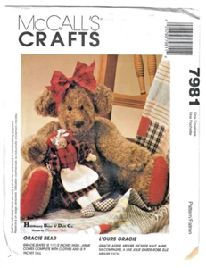 Gracie Bear 11 1/2" and Annie Doll 9" McCall's 7981 Craft Sewing Pattern - Picture 1 of 4