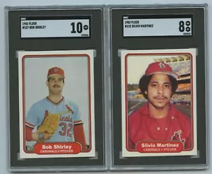 1982 Fleer #127 Bob Shirley SGC 10 GEM MINT and #122 Silvio Martinez SGC 8 NM-MT - Picture 1 of 2
