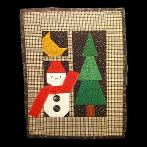 Winter Snowman Foundation Pieced Quilt Pattern - 12x15 Christmas Moon Stars Sky - Picture 1 of 4