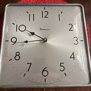 Vintage Simplex Wall Clock Thick Glass Metal CONVERTED To BATTERY. 12x12 - Picture 1 of 3
