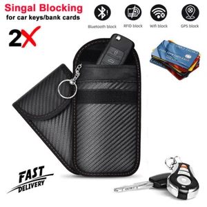2 x Car Key Signal Blocker Case Faraday Cage Fob Pouch Keyless RFID Blocking Bag - Picture 1 of 11