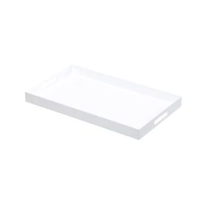 Glossy White Sturdy Acrylic Serving Tray with Handles-12x20Inch-Serving Coffe... - Picture 1 of 7