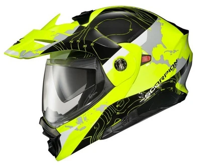 Scorpion EXO-AT960 Topographic Modular DS Motorcycle Helmet Hi-Vis/Black - Image 1 of 3