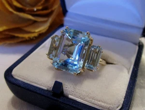 Ring mit Blautopasen, Gelbgold 585, Gr. 61 - Bild 1 von 8