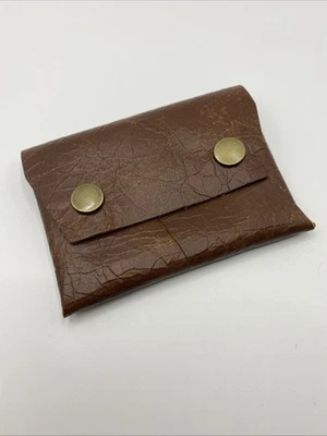 Cartera portatarjetas de cuero marrón cromado tostado hecha a mano con capacidad para 10 tarjetas billetes plegados Foto 1 de 4