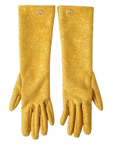 Dolce & Gabbana Gold Lurex Fantasia Mid Arm Length Women's Gloves Authentic - Picture 1 of 5
