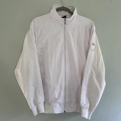 Jaqueta Brioni masculina grande branca leve zíper completo logotipo bombardeiro GG - Imagem 1 de 4