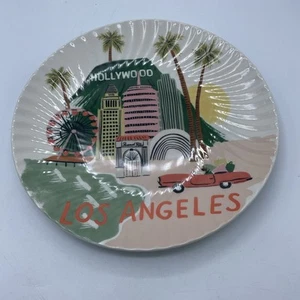 NEU MIT ETIKETT ANTHROPOLOGIE RIFLE PAPER CO REISE STEINZEUG DESSERT BEILAGENTELLER LOS ANGELES - Bild 1 von 5