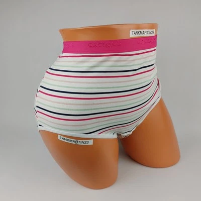 Lane Bryant Cacique Cotton Full Brief Plus Panty 18/20 White Pink Green Stripe  - Image 1 of 4