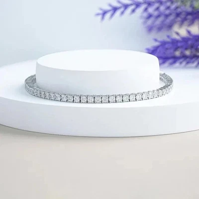 5CT Round Lab Created Diamond Tennis Bracelet 7.25" 14K White Gold Over - Image 1 of 4