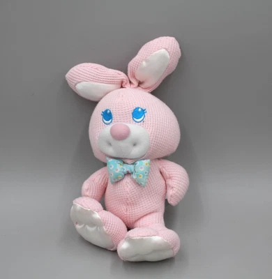 复古 Fisher Price Cozies 粉色兔子热华夫饼编织 12 英寸毛绒 1994 — 第 1/4 张图片