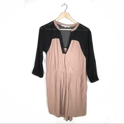 Rachel Roy желтовато-коричневый и черный шифона длинным рукавом повседневное платье размер маленький S B55 - Изображение 1 из 4