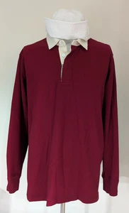 Camisa Land's End Rojo Estilo Rugby con Cuello Blanco - Talla Extra Grande - Imagen 1 de 2