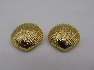 Bob Mackie goldfarbene muschelförmige Clip-On-Ohrringe 1" #75y - Bild 1 von 5