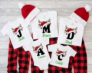 Personalize Gildan Heavy Cotton T-Shirt Newborn-2XL~Christmas-Matching Shirts - Picture 1 of 30