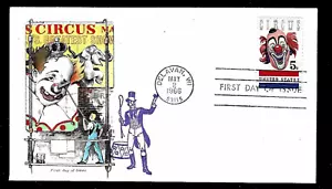 1309 5c Stamp (1966) GREAT CIRCUS CLOWN LOU JACOBS FDC - THE OVERSEAS MAILER !! - Picture 1 of 1