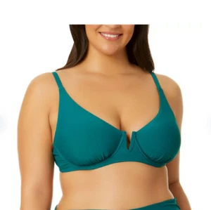 Anne Cole Limited Edition Ladies Swim V-Wire Bikini Top Size L Ocean Green - Picture 1 of 6