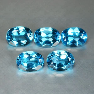 Piedras preciosas naturales calibradas con topacio azul suizo Brasil 5 piezas 8 X 6 mm - Imagen 1 de 3