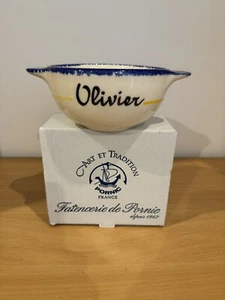 Bol breton traditionnel, faïencerie de Pornic, prénom Olivier Neuf - Foto 1 di 5