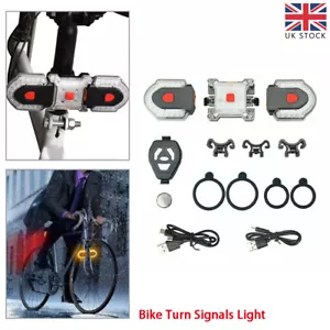 More details for bike turn signals light bicycle front rear indicator w/smart wireless remote usb