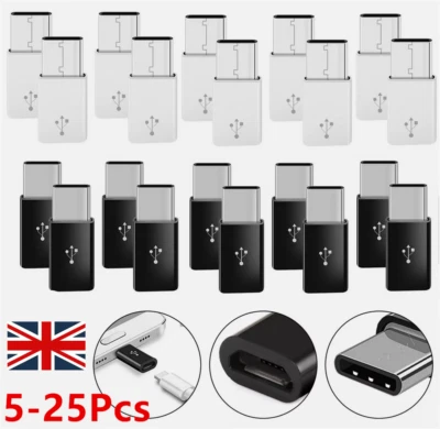 LOT Micro USB Female to Type C Male Adapter Converter Micro-B to USB-C Connector - Image 1 of 4