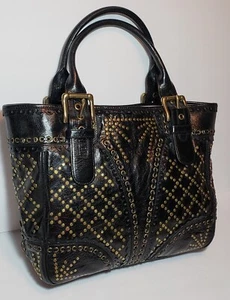 ISABELLA FIORE RARE STUD MUFFIN HANDBAG TOTE SCALLOPED EDGES BAG$795 - Picture 1 of 18