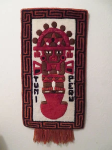 Tumi Zeremonien Axt Messer Peru Südamerika Wollteppich Wandbehang  - Bild 1 von 4
