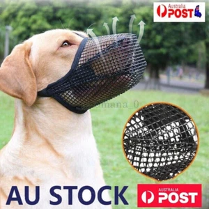 SALE Pet Mouth Cover Soft Mesh Muzzles Adjustable No Bite Breathable Dog Muzzle - Picture 1 of 18