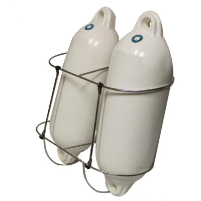 Boot Fenderkorb Edelstahl für 2 Fender, Niro-Körbe A4 Salzwasserfest bis 190 mm