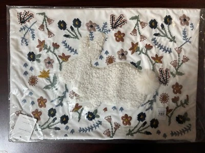 NEW Pottery Barn Bunny Embroidered Lumbar Pillow Cover Easter Spring $113 NWT - Image 1 of 4
