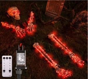 Halloween Decorations Outdoor 5 Piece Set Skeleton Skull Arm Stakes Garden Decor - Picture 1 of 8