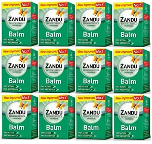 12 X 8ml ZANDU BALM HEADACHE BACKACHE BODYPAIN HERBAL AYURVEDIC FAST PAIN RELIEF - Picture 1 of 1