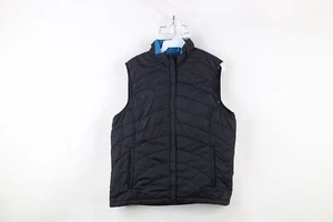 Vintage Lands End Womens Medium Blank Quilted Full Zip Puffer Vest Jacket Black - Picture 1 of 15