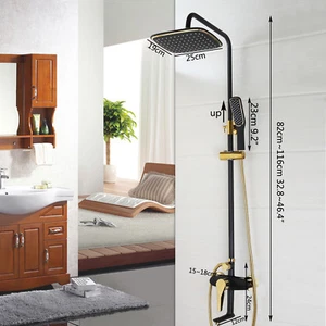 Wall Mount Bathroom Black Painting+Gold Rain Shower Head +Handheld Spray Tap Set - Bild 1 von 10
