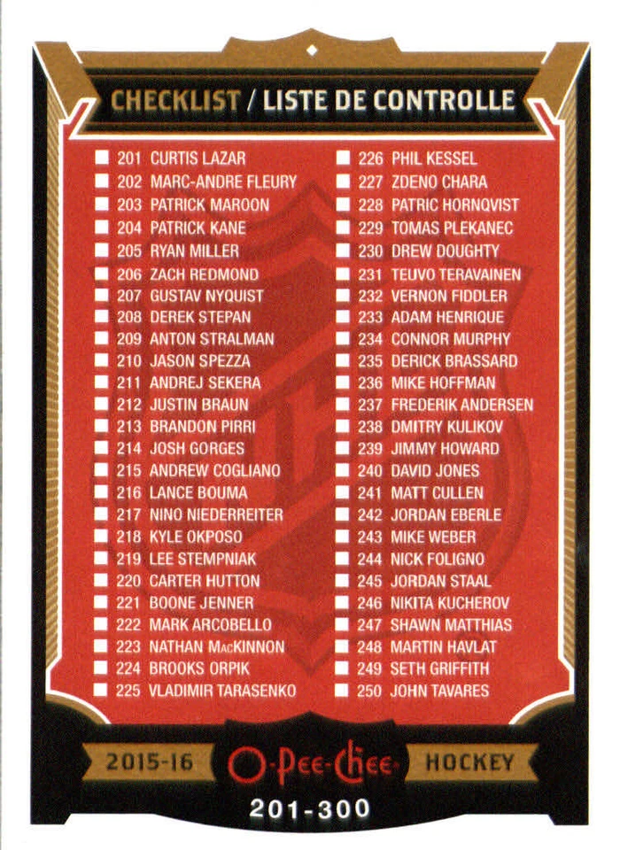 2015-16 O-Pee-Chee Hockey Card Pick 251-500 - Image 1 of 1