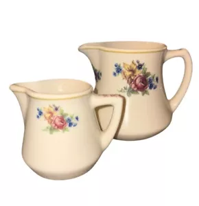 Syracuse China Large And Small Creamer Set USA 10-FF Colonial Pattern Gold Band - Picture 1 of 12
