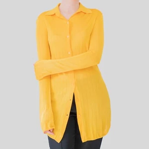 Joseph Beth Yellow Shinny Rib Knit Shirt | Small | UK 8 - Picture 1 of 8