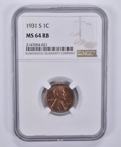 1931-S Lincoln Wheat Cent MS64 RB NGC *9097 - Picture 1 of 3